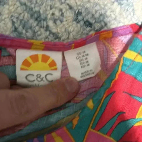 C&C California A-line pocket tropical linen dress medium - Picture 4 of 7